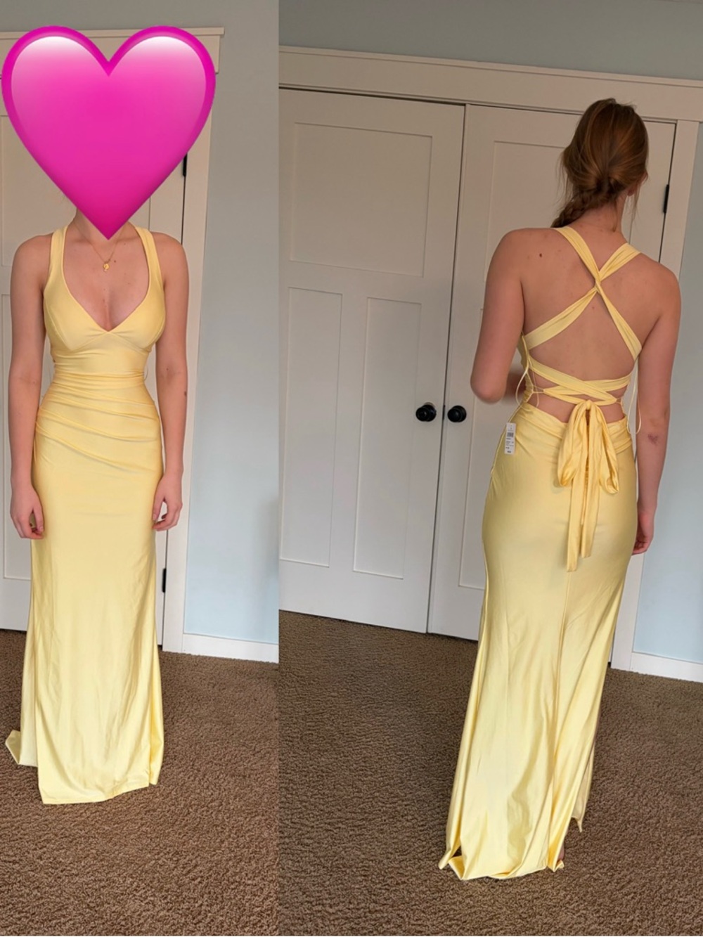 Windsor Pale Yellow Crisscross Back Maxi Dress